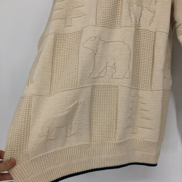 Vintage Brimwick Creme Yellowstone crew oversized sweater moose bear trees - Picture 6 of 15